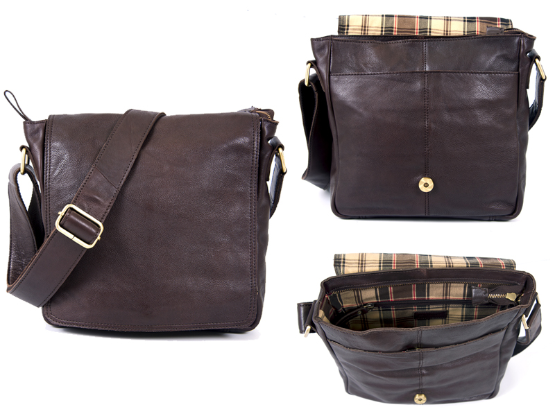 0802 BROWN F.Grn C.Hide Med. Unisx F.Over Bag wt Bck Zip (image for) 0802 BROWN F.Grn C.Hide Med. Unisx F.Over Bag wt Bck Zip